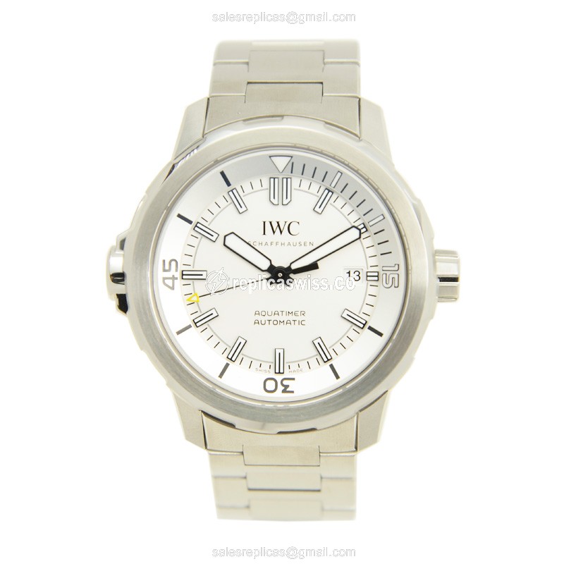 IWC AQUATIMER Replica - Automatic - Stainless Steel - White Dial - Silver Clasp - View 2