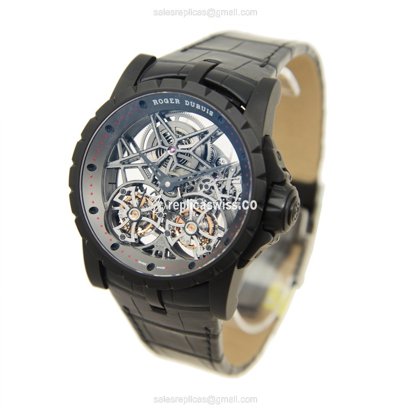 Roger Dubuis Emp. Emp. Titanium - Manual - Skull Dial - Black Alligator - Sapphire Crystal - View 3