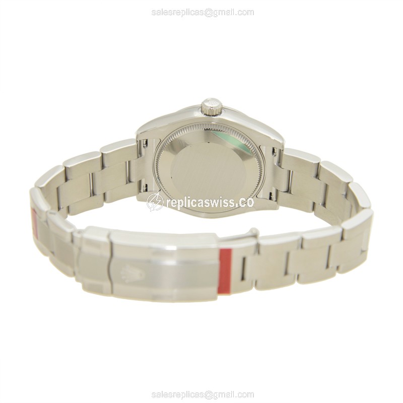 Rolex OYSTER PERPETUAL Replica - Automatic - White Dial on Silver Steel Strap - View 4