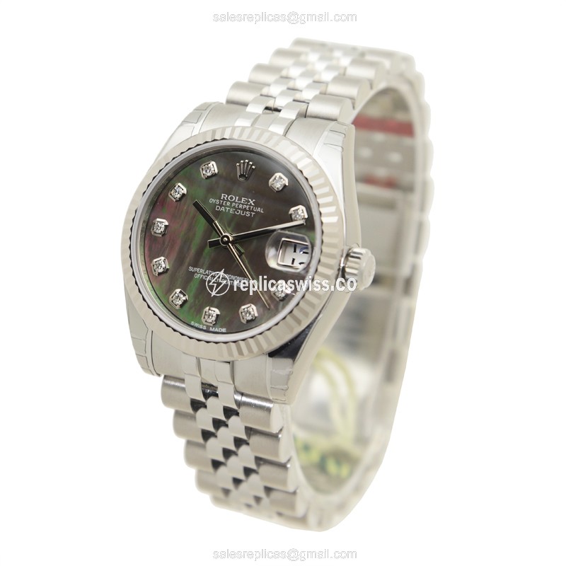 Rolex Datejust Replica - Automatic - White Gold & Steel - Gray Dial, Silver Clasp - View 3