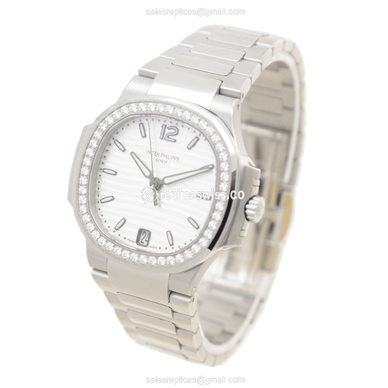 Patek Philippe 7018/1A-001 Replica - Automatic - Stainless Steel & Diamond - Silver Dial - View 3