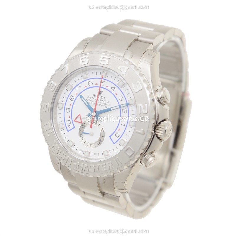 Rolex Yacht Master Replica - Automatic - 18kt White Gold - White Dial on Silver Clasp - View 3