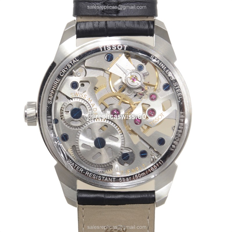 Tissot T070.405.16.411.00 Squelette Manual - Steel Case - Skull Dial - Black Leather Strap - View 3