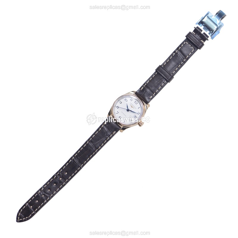 Rolex L2.128.8.78.3 Replica - Automatic - Rose Gold - White Dial, Brown Alligator Strap - View 2