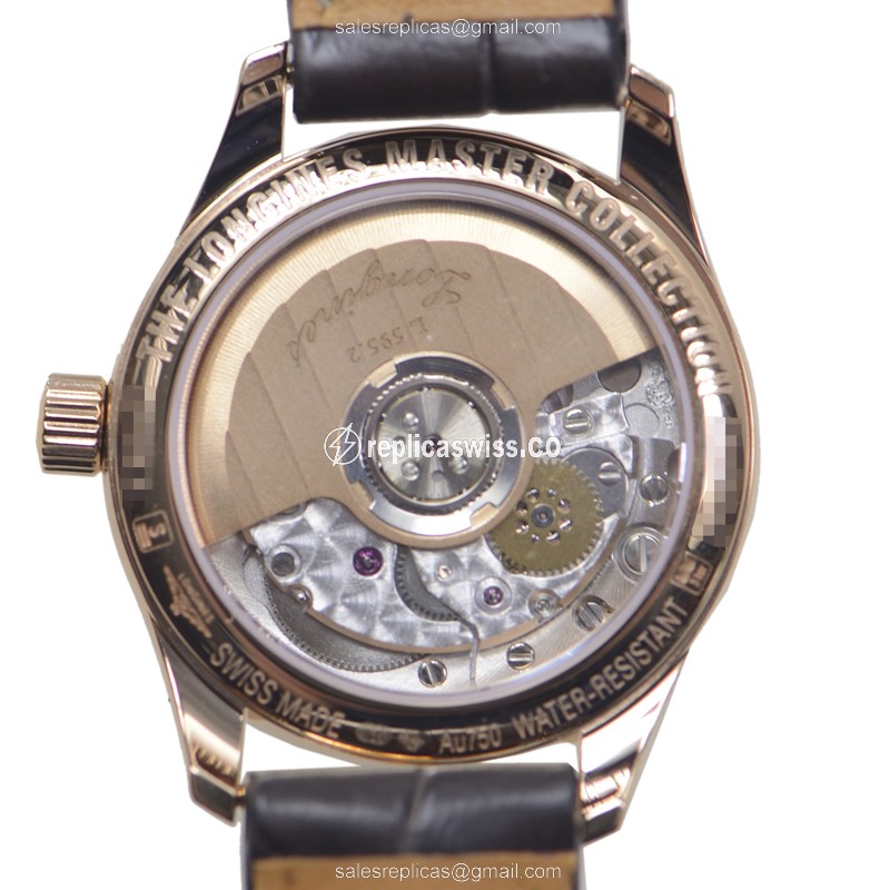 Rolex L2.128.8.78.3 Replica - Automatic - Rose Gold - White Dial, Brown Alligator Strap - View 3