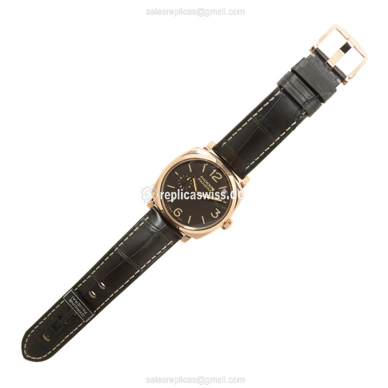 Panerai PAM00513 RADIOMIR - Manual Wind - 18kt Rose Gold - Brown Dial - Alligator Brown Buckle - View 2
