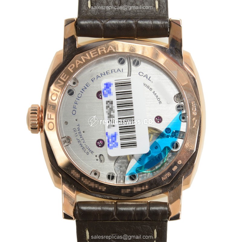 Panerai PAM00515 RADIOMIR - Manual - 18kt Rose Gold - Brown Dial - Brown Alligator Buckle - View 3