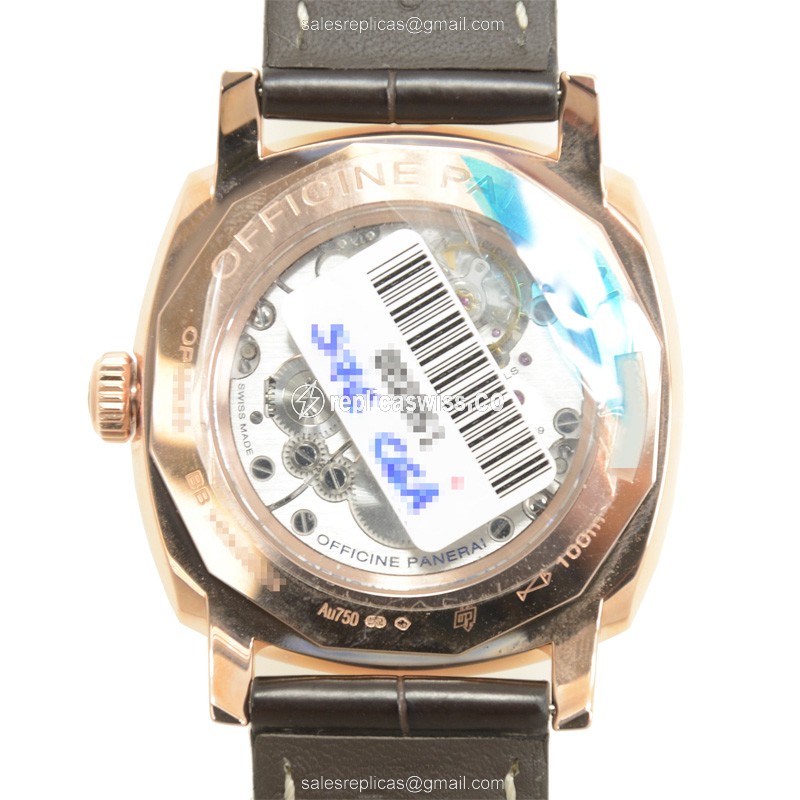 Panerai PAM00513 RADIOMIR - Manual Wind - 18kt Rose Gold - Brown Dial - Alligator Brown Buckle - View 3