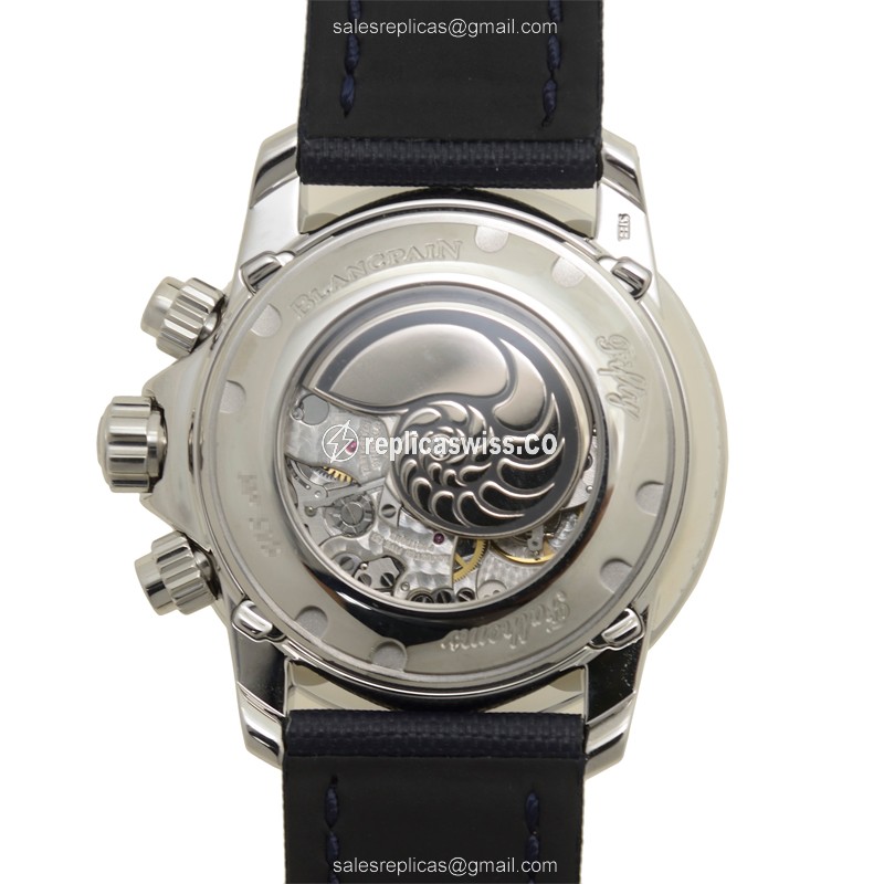 Blancpain 5066F-1140-52A Replica - Automatic - Steel - Blue Dial - Canvas Blue Strap - View 3