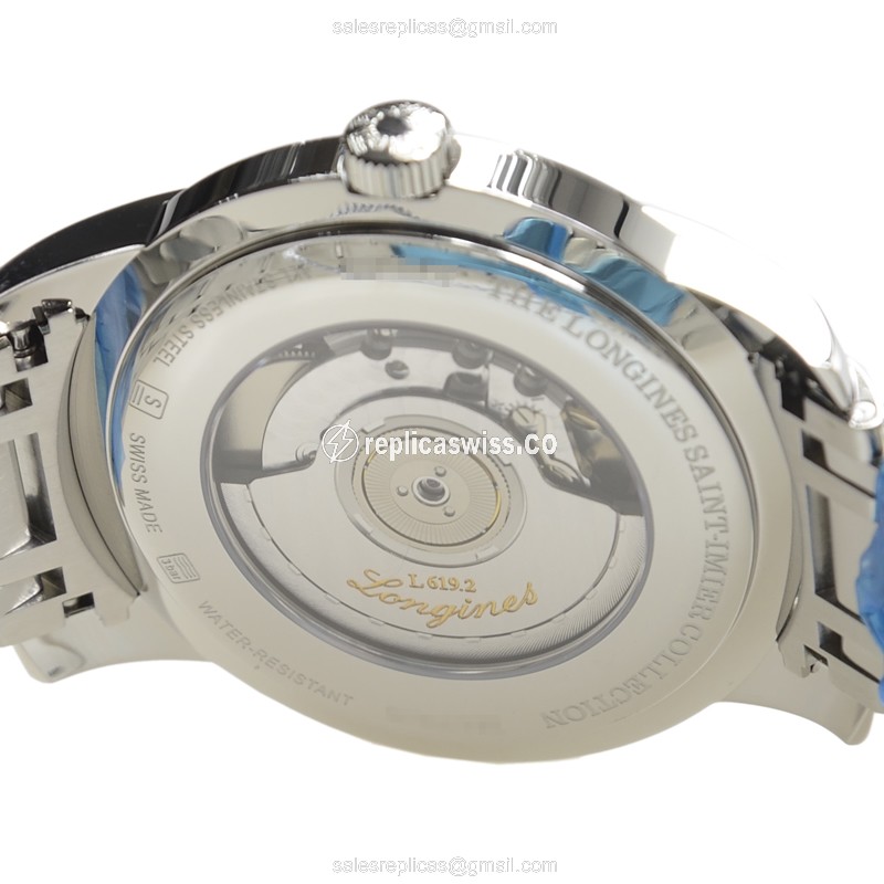 Longines SAINT IMIER Automatic - Black Dial on Silver Steel - View 4