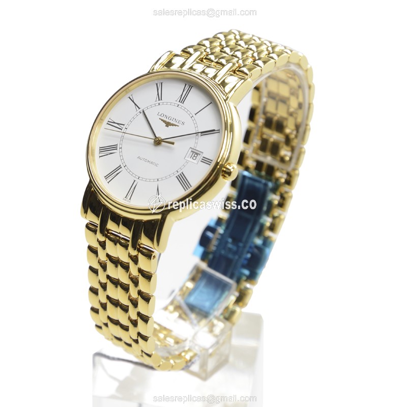 Longines Presence Replica - PVD Gold - White Dial | Automatic - View 3