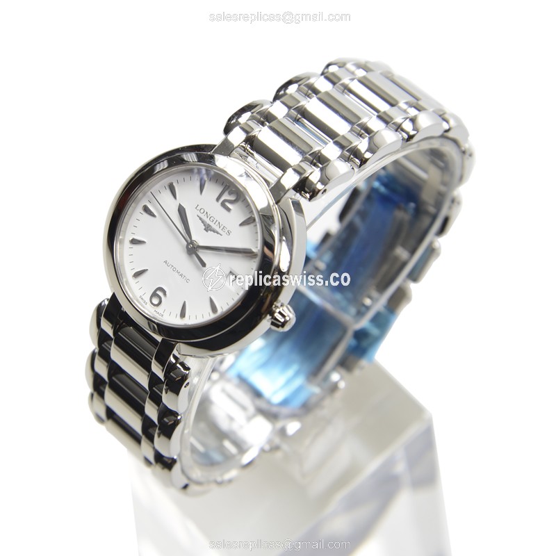 Longines Prima Luna Replica - Automatic - White Dial - Steel Case - View 3