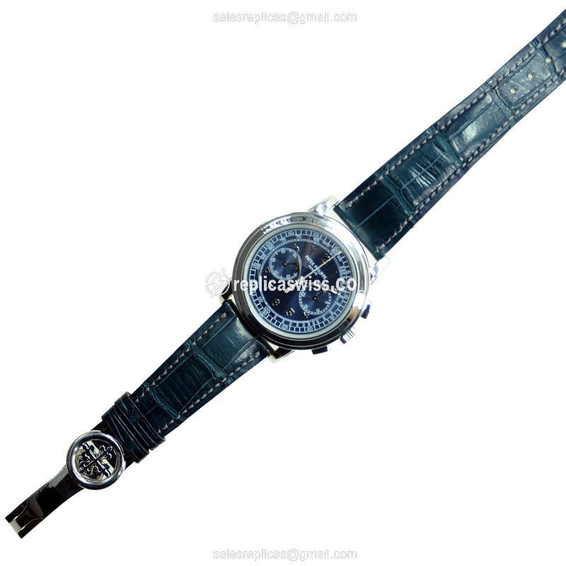 Patek Philippe 5070P-001 - Manual Wind - 950 Platinum - Blue Dial - Alligator Blue Strap - View 2