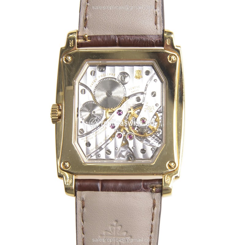 Patek Philippe 5124J-001 GONDOLO - Manual - 18kt Gold - White Dial - Brown Alligator Buckle - View 3