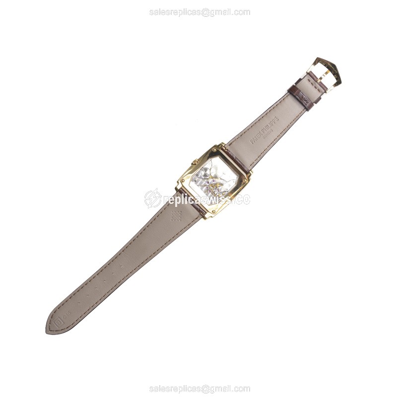 Patek Philippe 5124J-001 GONDOLO - Manual - 18kt Gold - White Dial - Brown Alligator Buckle - View 4