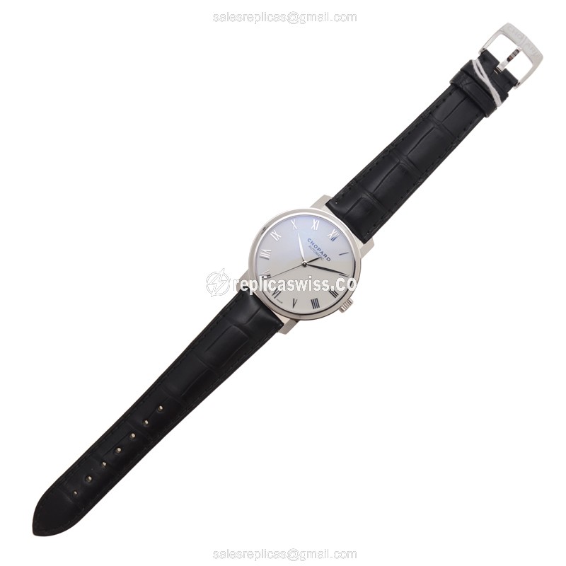 Chopard CLASSIQUE 161278-1001 Replica - Automatic 18kt Gold Case - White Dial - Black Alligator Strap - View 2