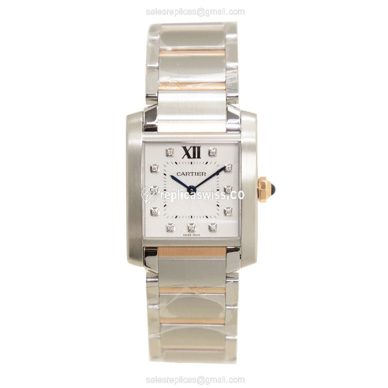 Cartier TANK Quartz Steel - White Dial - Silver Clasp - 28mm - View 2