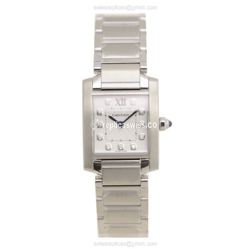 Cartier TANK Quartz Silver Dial - Steel Case Clasp - 110006 Replica - View 2