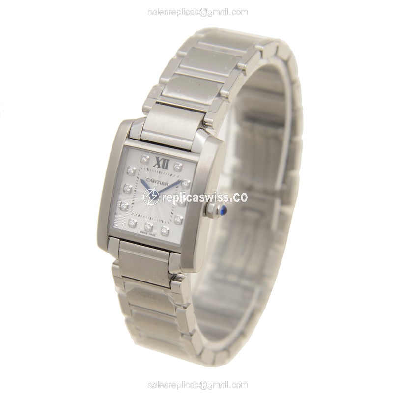 Cartier TANK Quartz Silver Dial - Steel Case Clasp - 110006 Replica - View 3