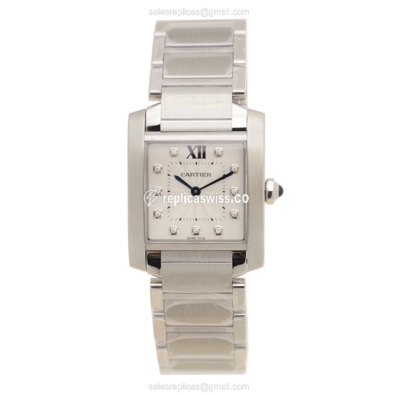 Cartier TANK Quartz Silver - Steel Case & Band - Clasp - View 2