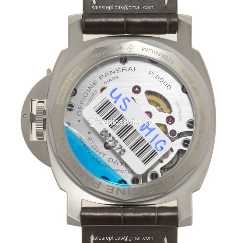 Panerai PAM00562 LUMINOR - Manual - Titanium Case - Brown Dial - Alligator Strap - Buckle Clasp - View 3