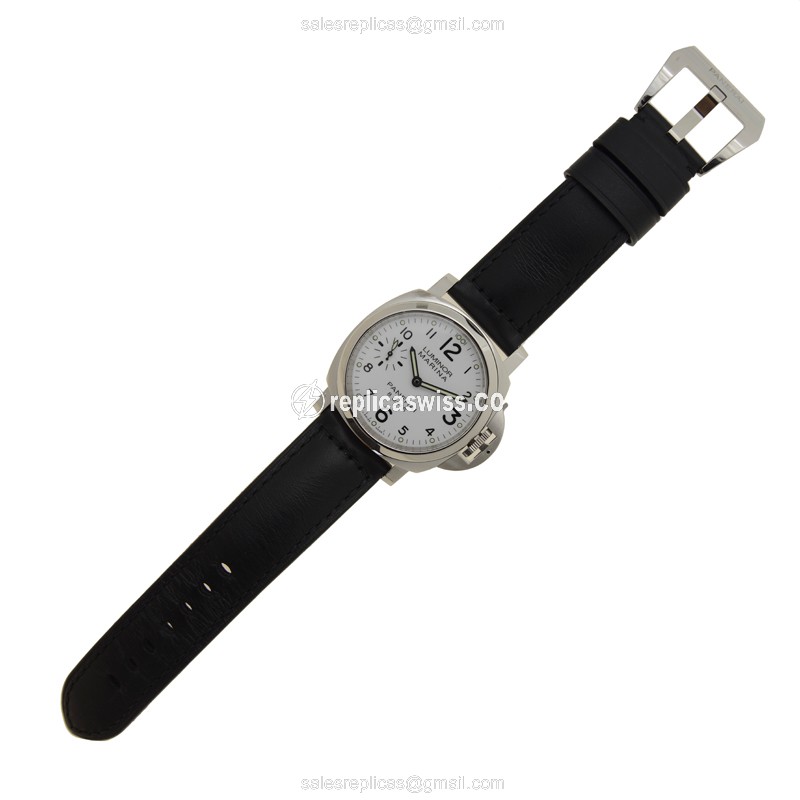 Panerai PAM00563 LUMINOR Manual - Steel Case - White Dial - Black Cowhide Strap - View 2