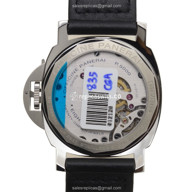 Panerai PAM00563 LUMINOR Manual - Steel Case - White Dial - Black Cowhide Strap - View 3