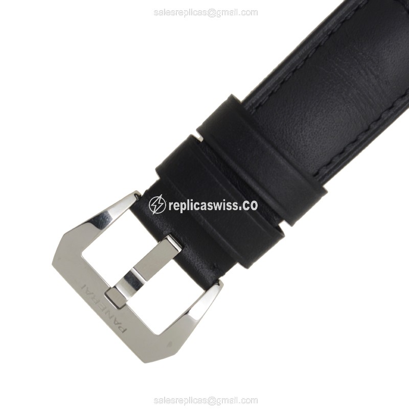Panerai PAM00563 LUMINOR Manual - Steel Case - White Dial - Black Cowhide Strap - View 4