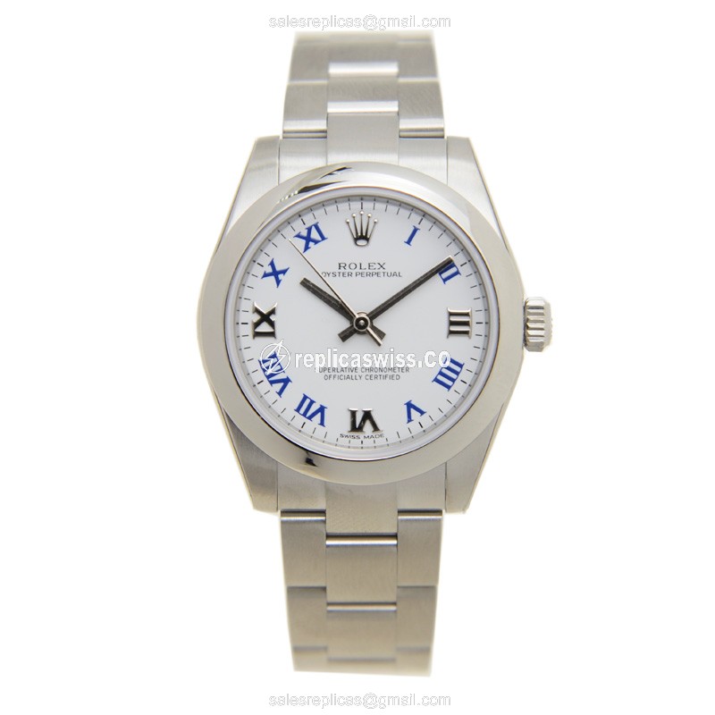 Rolex 177200WTRN Replica - Automatic - Steel Case, White Dial - Silver Steel Clasp - View 2