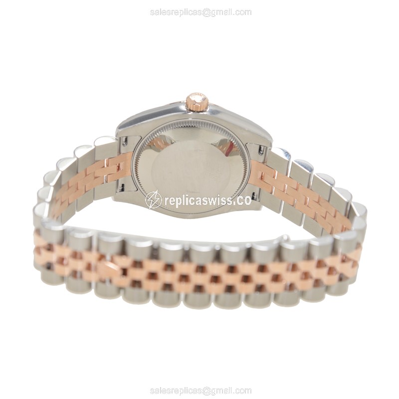 Rolex Lady Datejust Replica | Automatic | 18kt Rose Gold | Steel Case | White Dial - View 4