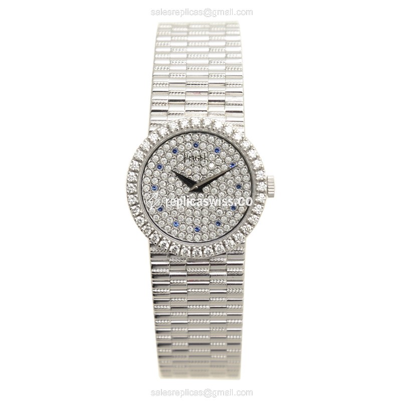 Piaget Tradition Replica - Manual - 18kt White Gold - Diamond Set - Silver Dial - View 2