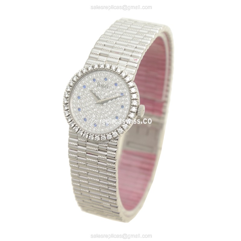 Piaget Tradition Replica - Manual - 18kt White Gold - Diamond Set - Silver Dial - View 3