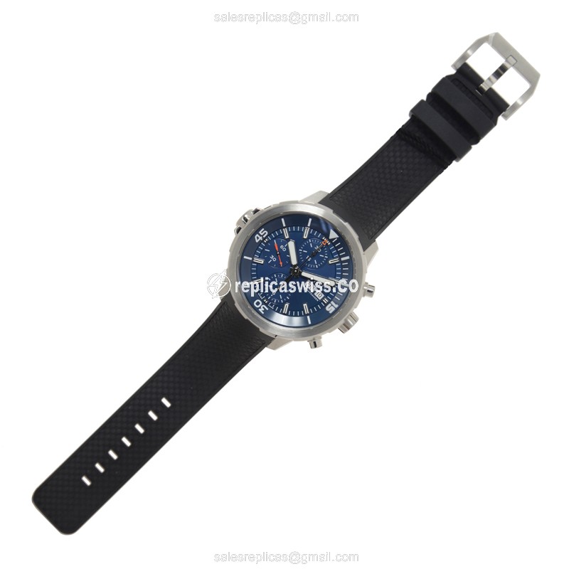 IWC AQUATIMER Replica - Automatic - Blue Dial - Steel Case - Black Rubber Strap - View 2