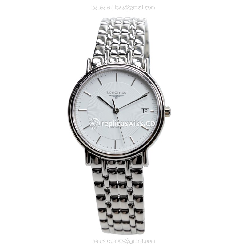 Longines Presence Replica - Automatic - Stainless Steel - White Dial, Silver Clasp - View 2