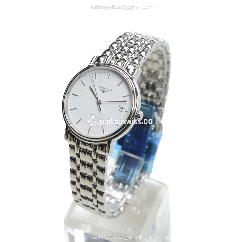 Longines Presence Replica - Automatic - Stainless Steel - White Dial, Silver Clasp - View 3