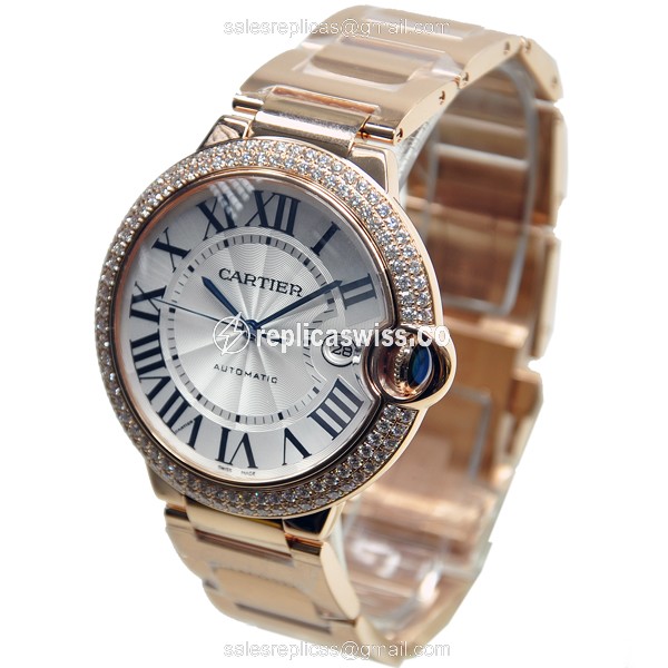 Cartier Ballon Bleu Watch Replica - Automatic - Gold - White - View 2
