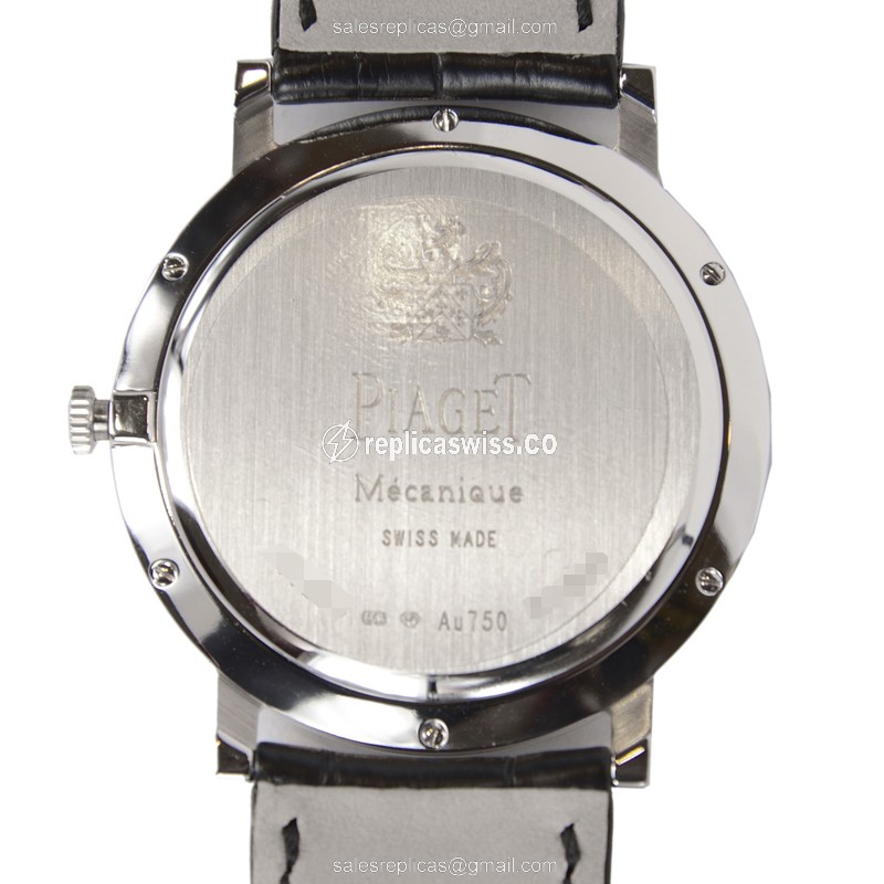 Piaget ALTIPLANO Replica - Manual Wind - 18kt White Gold - Diamond Dial - Alligator Black Strap - Buckle Clasp - View 3