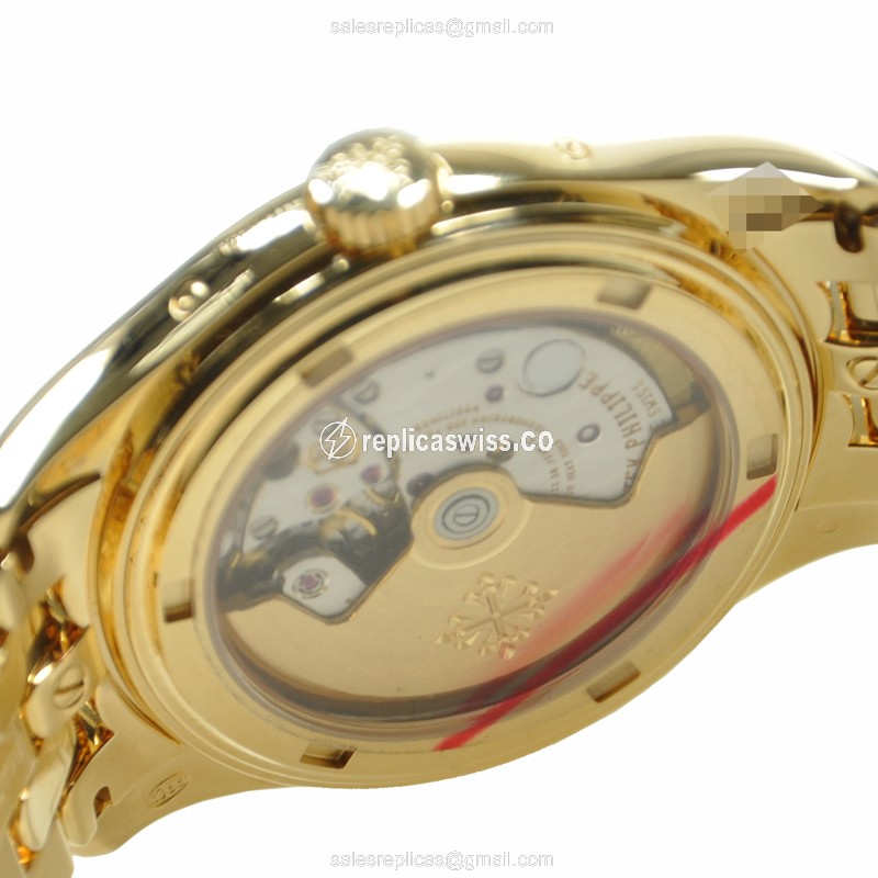 Patek Philippe 5146-1J-001 Replica - Auto - 18kt Yellow Gold - White Dial - Gold Clasp - View 4