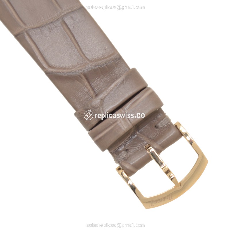 Piaget ALTIPLANO Replica - Manual Wind - 18kt Rose Gold & Diamond - White Dial - Brown Alligator Buckle - View 4