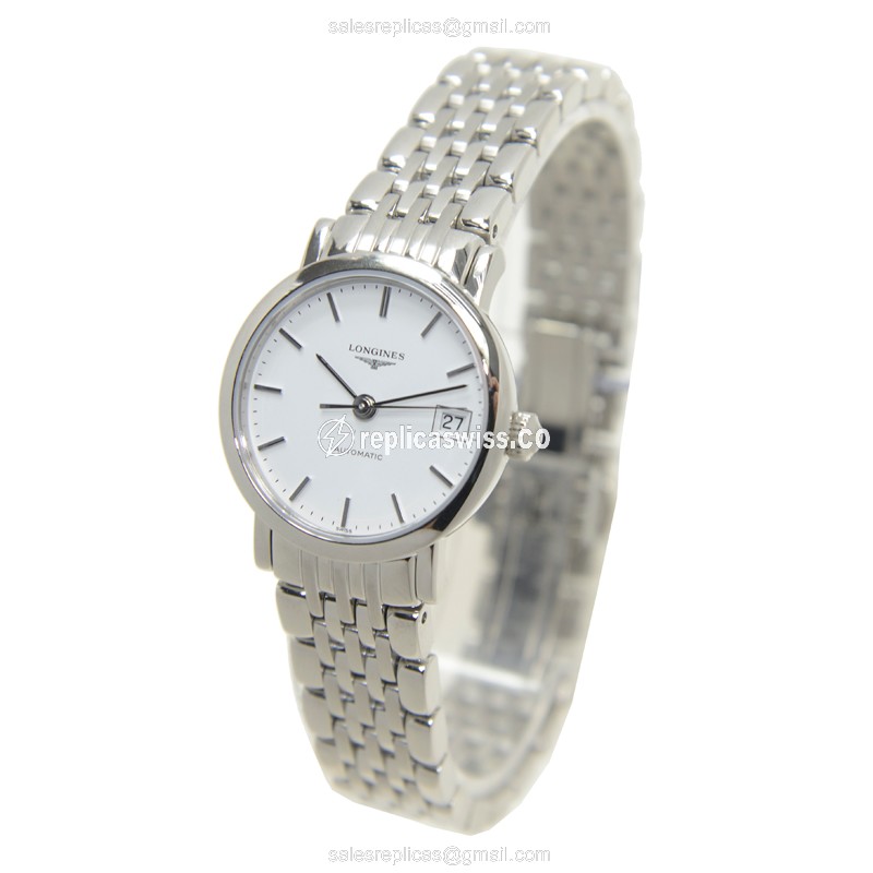 Longines L4.309.4.12.6 Replica - Automatic - Steel Case - White Dial, Silver Clasp - View 3