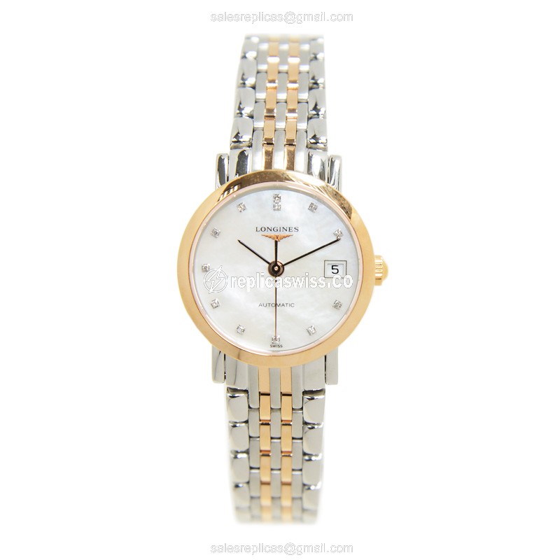 Longines L4.309.5.87.7 Replica - Automatic - White Dial on Steel - 18kt Gold Case - View 2