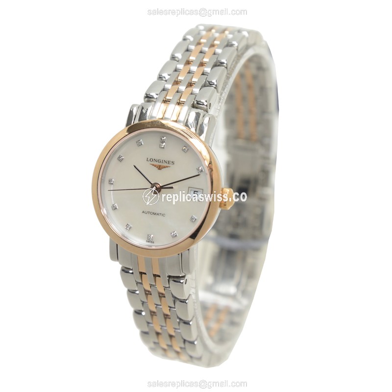 Longines L4.309.5.87.7 Replica - Automatic - White Dial on Steel - 18kt Gold Case - View 3