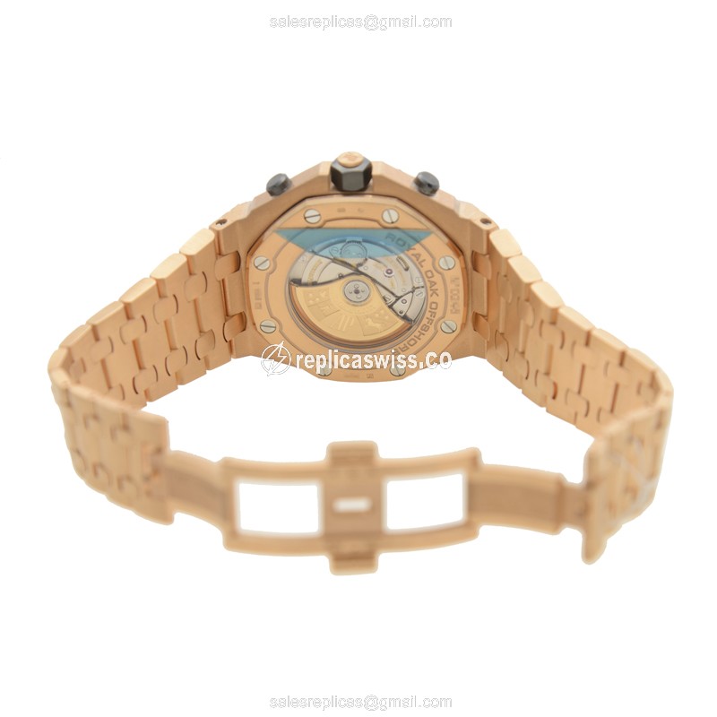 Royal Oak Offshore Replica - Audemars Piguet - Automatic - 18kt Rose Gold - Gold Dial - Gold Strap - View 3