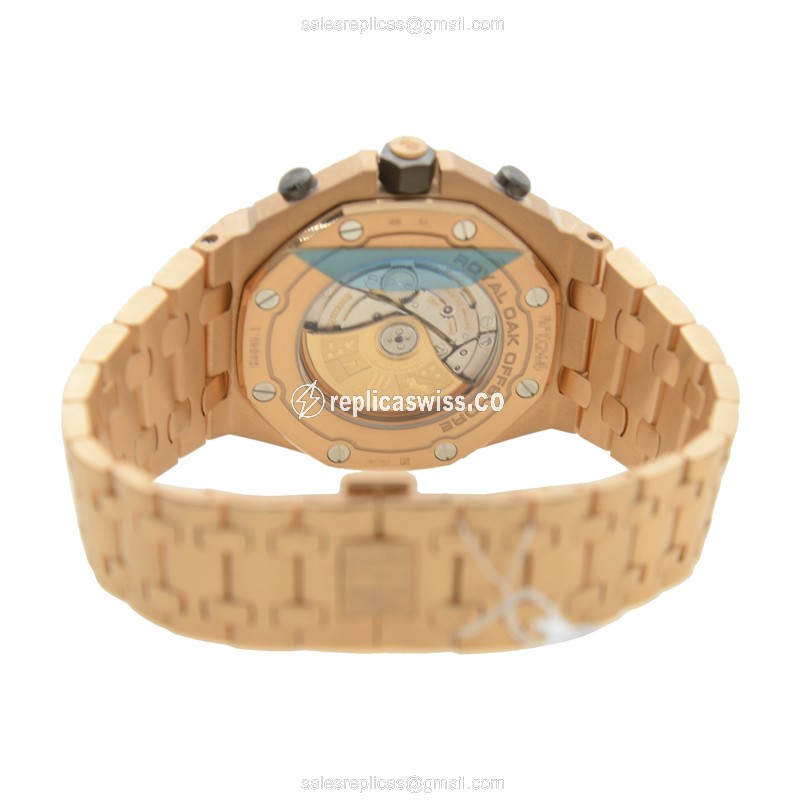 Royal Oak Offshore Replica - Audemars Piguet - Automatic - 18kt Rose Gold - Gold Dial - Gold Strap - View 4