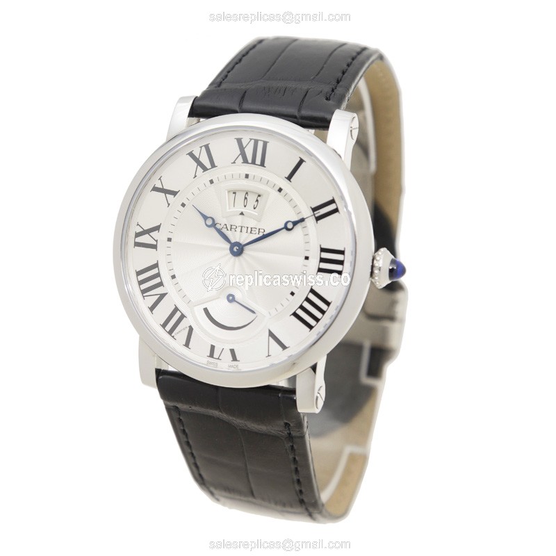Cartier Rotonde W1556369 Manual - Silver Dial - Alligator Black - Stainless Steel Clasp - View 3