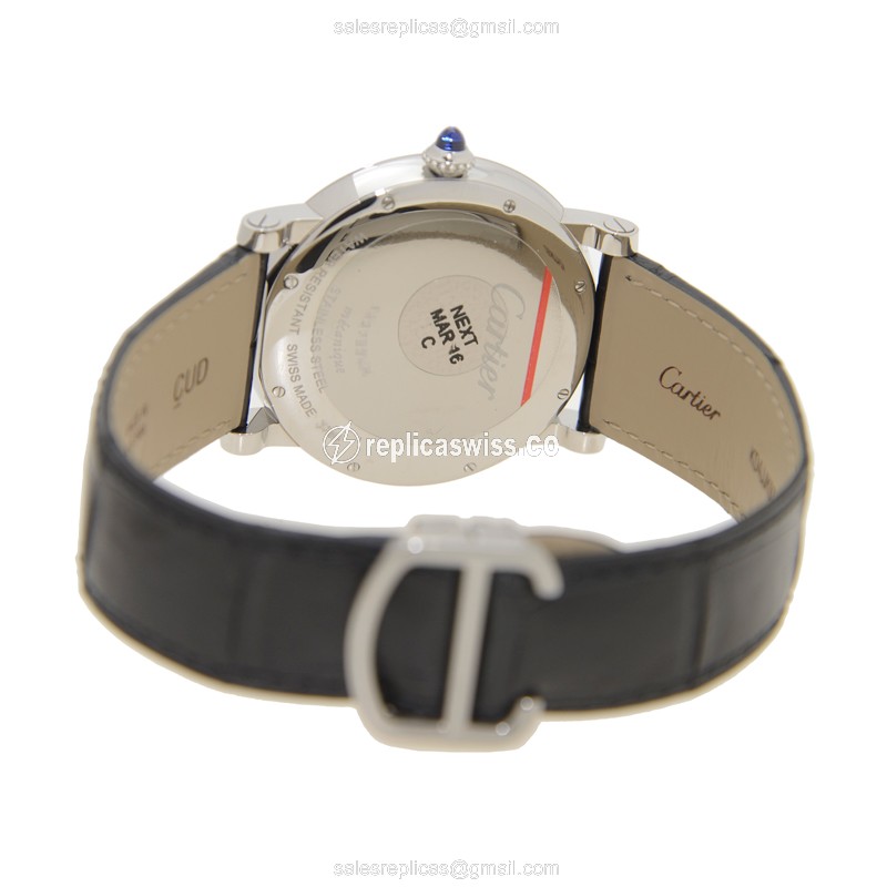 Cartier Rotonde W1556369 Manual - Silver Dial - Alligator Black - Stainless Steel Clasp - View 4