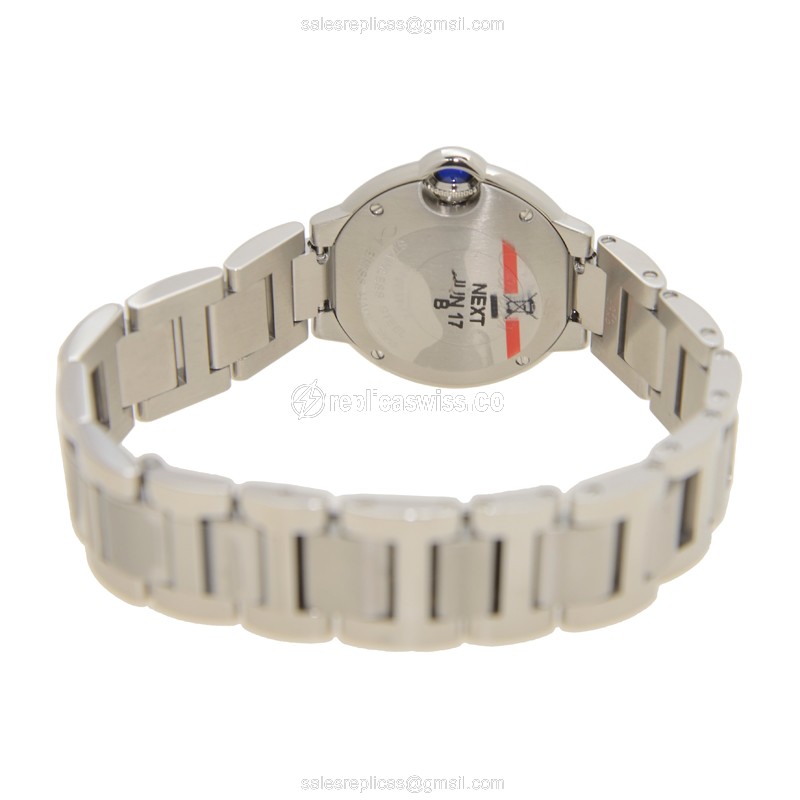 Cartier Ballon Bleu Replica - Quartz - Pink Dial - Steel Case - Silver Strap - View 4
