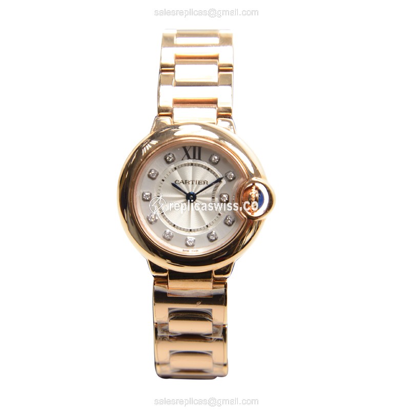 Cartier Ballon Bleu Replica - Quartz - Rose Gold - Silver Dial - View 2