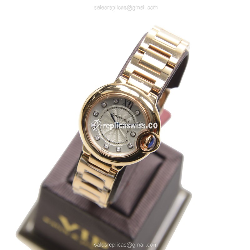 Cartier Ballon Bleu Replica - Quartz - Rose Gold - Silver Dial - View 3