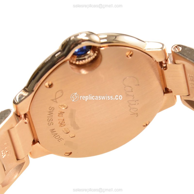 Cartier Ballon Bleu Replica - Quartz - Rose Gold - Silver Dial - View 4